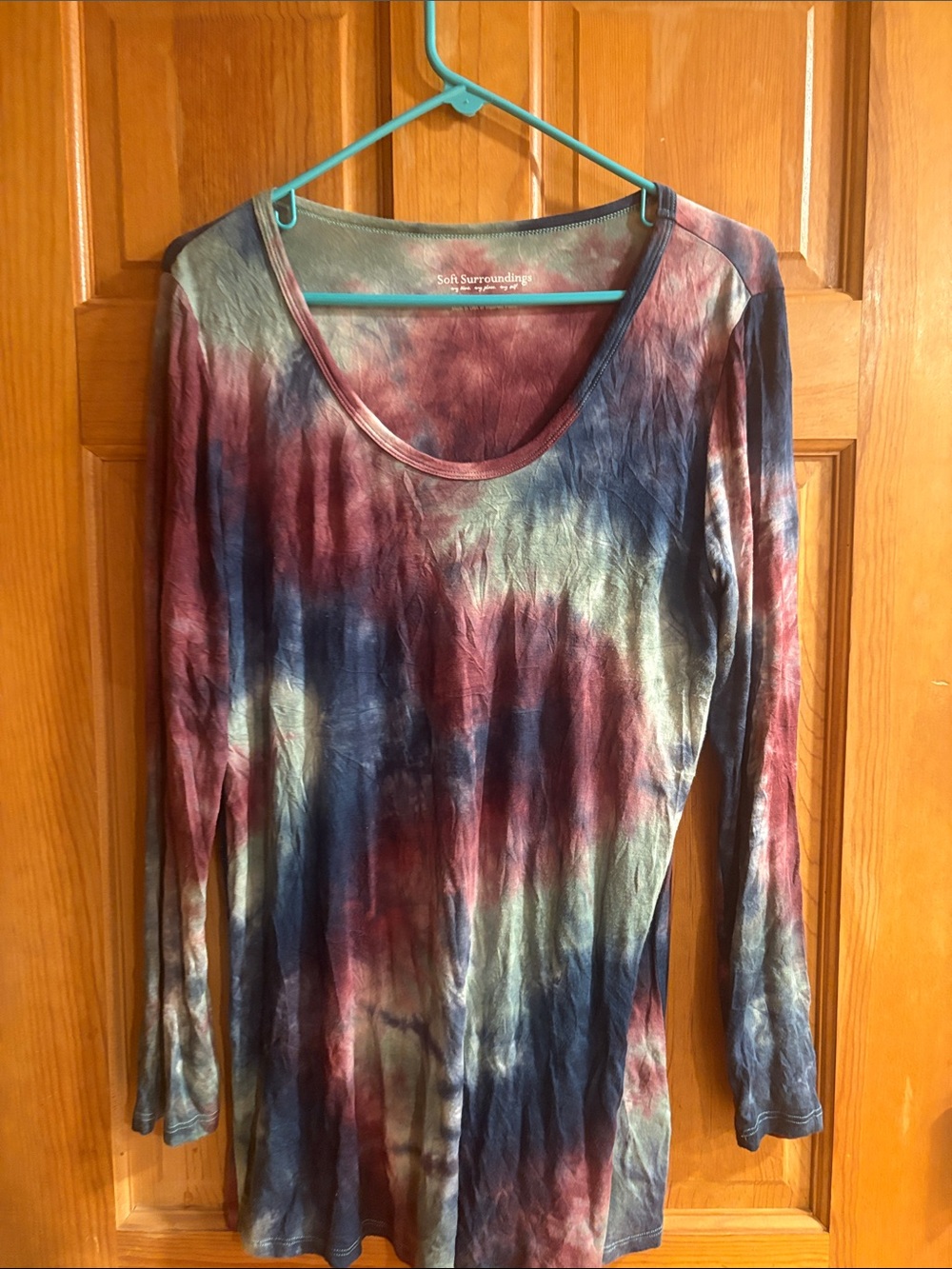 Soft Surroundings Women's Long-Sleeve Tie-Dye Scoop Neck Top - Multi